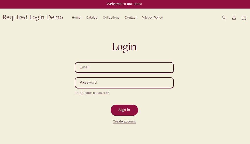 Login page